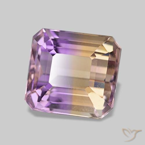 3.42캐럿 천연 바이컬러 아메트린, 에메랄드 컷, 8.7×8.1 mm, VVS-VS