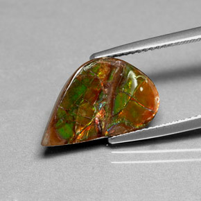 3.59캐럿 천연 멀티컬러 암몰라이트, 멋진 모양, 16.8×10.2 mm, 불투명체
