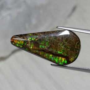 7.94캐럿 천연 멀티컬러 암몰라이트, 배 모양, 23.5×12 mm, 불투명체