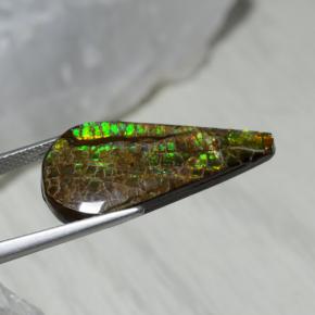7.94캐럿 천연 멀티컬러 암몰라이트, 배 모양, 23.5×12 mm, 불투명체