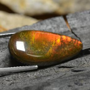 8.95캐럿 천연 멀티컬러 암몰라이트, 배 모양, 22.4×10.9 mm, 불투명체