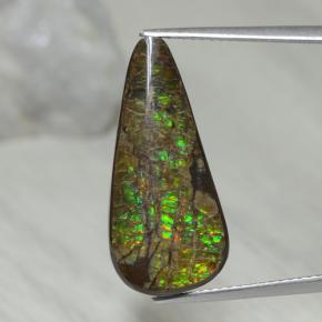 9.02캐럿 천연 멀티컬러 암몰라이트, 배 모양, 23.3×10.8 mm, 불투명체