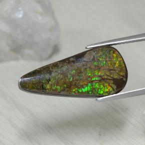 9.02캐럿 천연 멀티컬러 암몰라이트, 배 모양, 23.3×10.8 mm, 불투명체