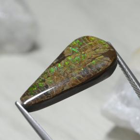 9.02캐럿 천연 멀티컬러 암몰라이트, 배 모양, 23.3×10.8 mm, 불투명체
