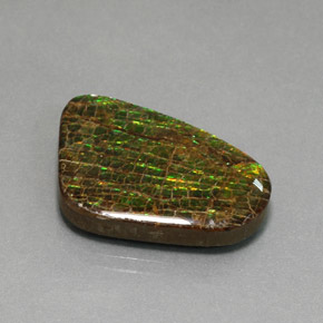 21.28캐럿 천연 멀티컬러 암몰라이트, 멋진 모양, 26.9×19.4 mm, 불투명체