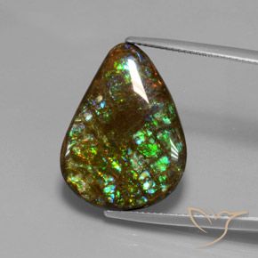 14.33ct 자연스러운 다색 암몰라이트, 배 모양, 불투명체