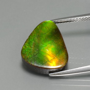 6.81캐럿 천연 멀티컬러 암몰라이트, 멋진 모양, 15×12.6 mm, 불투명체