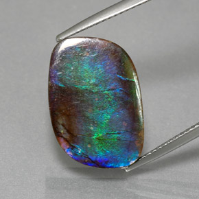 8.79캐럿 천연 멀티컬러 암몰라이트, 멋진 모양, 17.9×12.5 mm, 불투명체