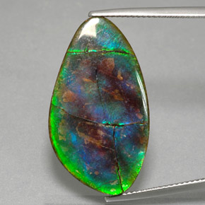 18.18캐럿 천연 멀티컬러 암몰라이트, 멋진 모양, 28.7×16.2 mm, 불투명체