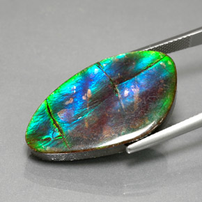 18.18캐럿 천연 멀티컬러 암몰라이트, 멋진 모양, 28.7×16.2 mm, 불투명체