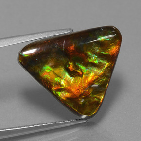 11.38캐럿 천연 멀티컬러 암몰라이트, 트릴리언, 18.1×18.2 mm, 불투명체