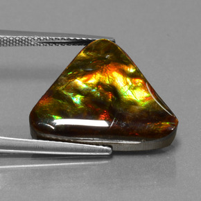 11.38캐럿 천연 멀티컬러 암몰라이트, 트릴리언, 18.1×18.2 mm, 불투명체
