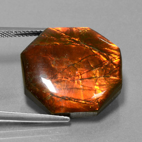 19.17캐럿 천연 멀티컬러 암몰라이트, 에메랄드 컷, 불투명체