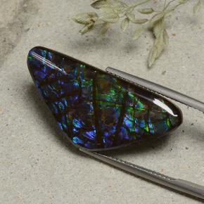 19.94캐럿 천연 멀티컬러 암몰라이트, 멋진 모양, 30.8×14.9 mm, 불투명체