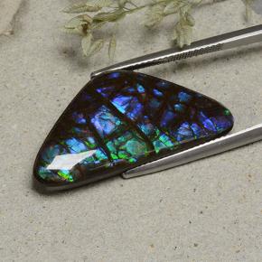 19.94캐럿 천연 멀티컬러 암몰라이트, 멋진 모양, 30.8×14.9 mm, 불투명체