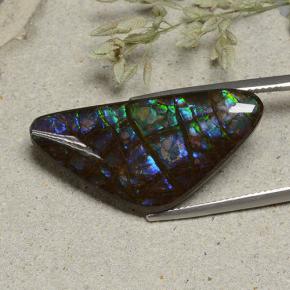 19.94캐럿 천연 멀티컬러 암몰라이트, 멋진 모양, 30.8×14.9 mm, 불투명체