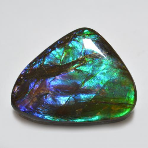 22.91캐럿 천연 멀티컬러 암몰라이트, 멋진 모양, 25.6×20.6 mm, 불투명체