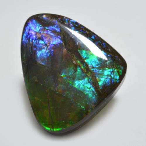 22.91캐럿 천연 멀티컬러 암몰라이트, 멋진 모양, 25.6×20.6 mm, 불투명체