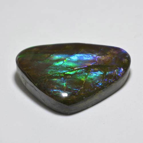 22.91캐럿 천연 멀티컬러 암몰라이트, 멋진 모양, 25.6×20.6 mm, 불투명체
