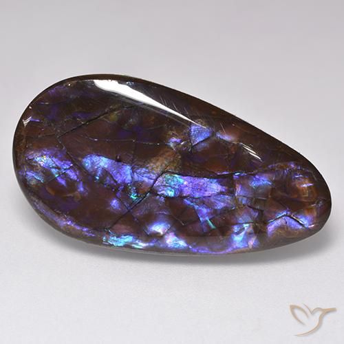 20.69캐럿 천연 멀티컬러 암몰라이트, 배 모양, 30.2×16.1 mm, 불투명체