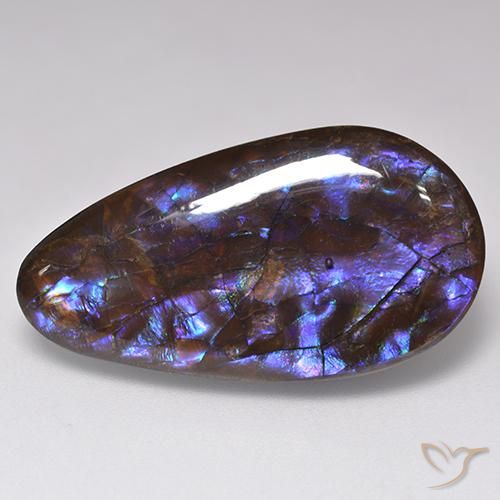 20.69캐럿 천연 멀티컬러 암몰라이트, 배 모양, 30.2×16.1 mm, 불투명체