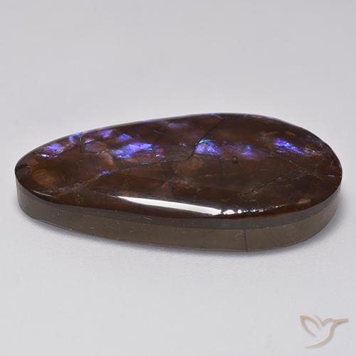 20.69캐럿 천연 멀티컬러 암몰라이트, 배 모양, 30.2×16.1 mm, 불투명체