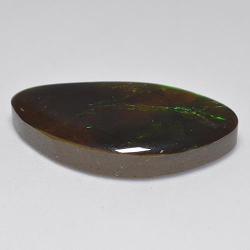 20.84캐럿 천연 멀티컬러 암몰라이트, 멋진 모양, 29.5×15.6 mm, 불투명체