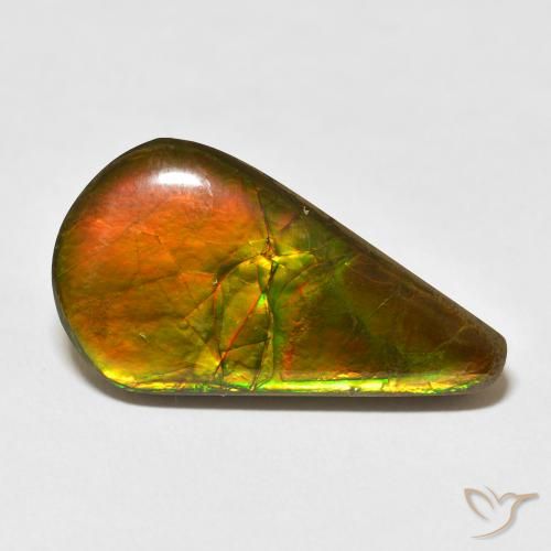 16.88ct 자연스러운 다색 암몰라이트, 배 모양, 불투명체