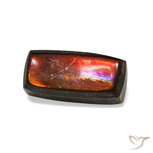 1.65캐럿 천연 멀티컬러 암몰라이트, 바게트, 3.9×4.7 mm, 불투명체