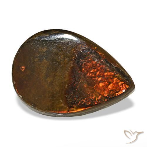 5.02캐럿 천연 멀티컬러 암몰라이트, 배 모양, 14.2×10.1 mm, 불투명체