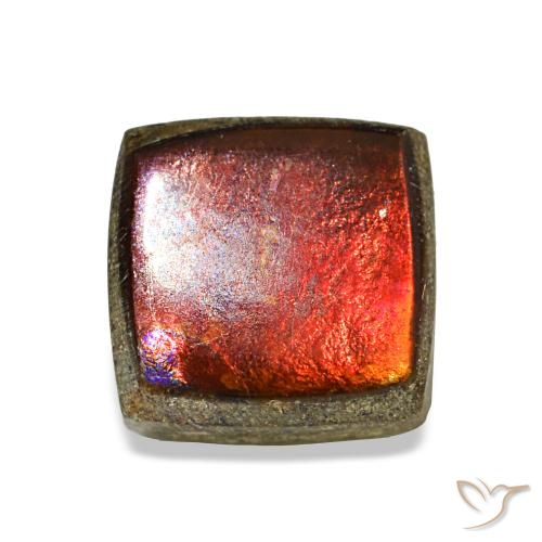 1.45캐럿 천연 멀티컬러 암몰라이트, 스퀘어, 6.3×6.1 mm, 불투명체