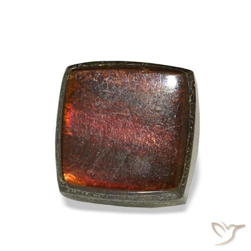 1.52캐럿 천연 멀티컬러 암몰라이트, 스퀘어, 6.2×6.2 mm, 불투명체