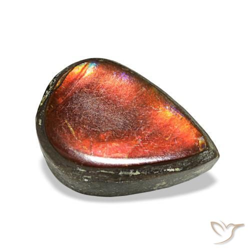 1.23캐럿 천연 멀티컬러 암몰라이트, 배 모양, 8.3×5.8 mm, 불투명체