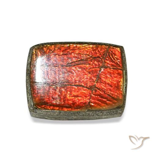 1.23캐럿 천연 멀티컬러 암몰라이트, 바게트, 7×5.3 mm, 불투명체