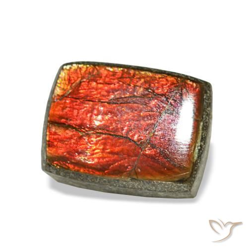 1.23캐럿 천연 멀티컬러 암몰라이트, 바게트, 7×5.3 mm, 불투명체