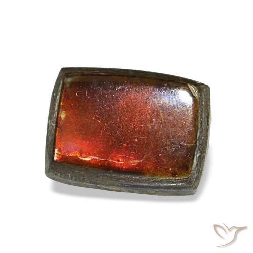 1.22캐럿 천연 멀티컬러 암몰라이트, 바게트, 6.8×5.1 mm, 불투명체