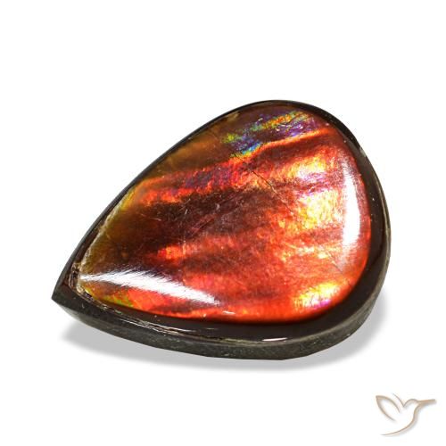 3.35캐럿 천연 멀티컬러 암몰라이트, 배 모양, 11.8×8.8 mm, 불투명체