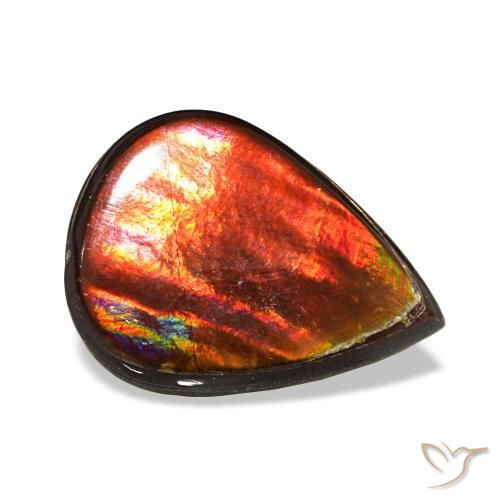 3.35캐럿 천연 멀티컬러 암몰라이트, 배 모양, 11.8×8.8 mm, 불투명체