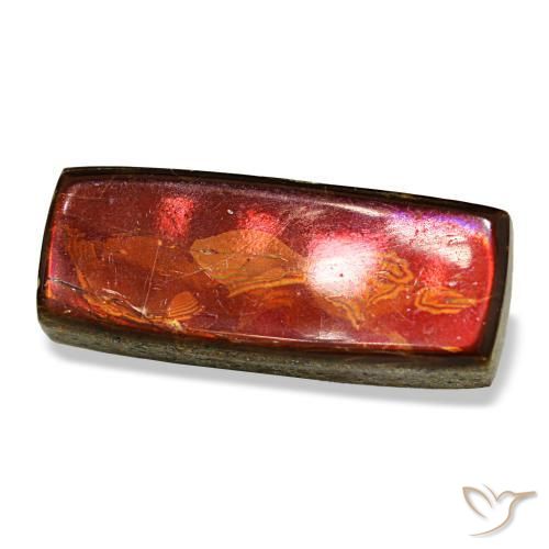 6.88캐럿 천연 멀티컬러 암몰라이트, 바게트, 19.2×7.8 mm, 불투명체