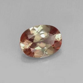 1.15캐럿 천연 다색 홍주석, 타원형 컷, VS