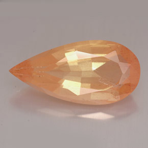 12.28캐럿 천연 허니 오렌지 안데신 라브라도라이트, 배 모양, 23.8×11.7 mm, VVS