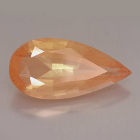 12.28캐럿 천연 허니 오렌지 안데신 라브라도라이트, 배 모양, 23.8×11.7 mm, VVS