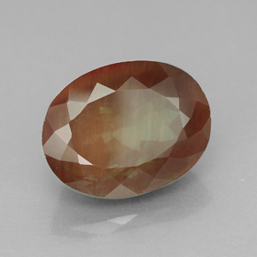 5.92캐럿 천연 그린 레드 안데신 라브라도라이트, 타원형 컷, 13.3×10.2 mm, VVS