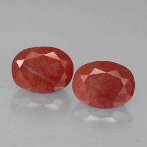 캐럿 천연 허니 레드 안데신 라브라도라이트 보석, 타원형 컷, 8.3×6.3 mm, VS