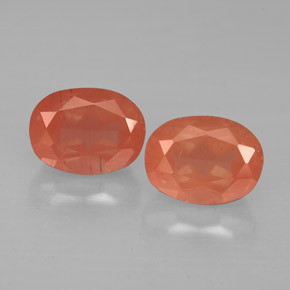 캐럿 천연 허니 레드 안데신 라브라도라이트 보석, 타원형 컷, 8.2×6.1 mm, VS