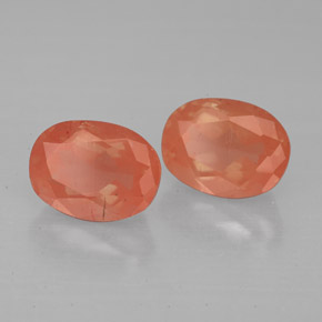 캐럿 천연 허니 레드 안데신 라브라도라이트 보석, 타원형 컷, 8.2×6.1 mm, VS
