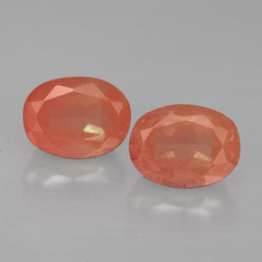 캐럿 천연 허니 레드 안데신 래브라도라이트 보석, 타원형 컷, VS