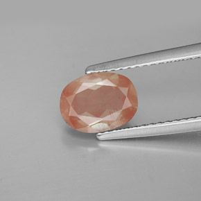 1.39캐럿 천연 허니 레드 안데신 라브라도라이트, 타원형 컷, 8.3×6.3 mm, VS