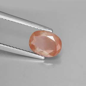 1.39캐럿 천연 허니 레드 안데신 라브라도라이트, 타원형 컷, 8.3×6.3 mm, VS