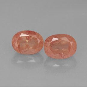 캐럿 천연 허니 레드 안데신 래브라도라이트 보석, 타원형 컷, 투명한